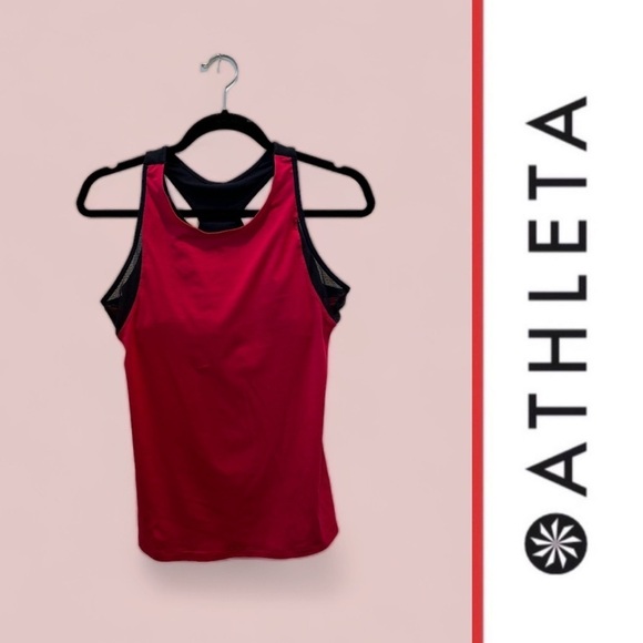 NWOT Athleta Pink & Navy Essence Tank with built in bra, Size XS, MSRP $… - Picture 2 of 8